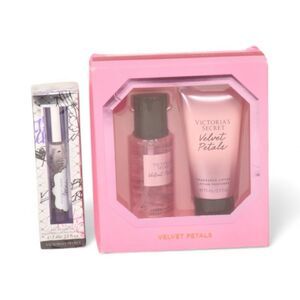 Victoria's Secret Velvet Petals 2pc Set & Rollerball Perfume Tease Rebel New
